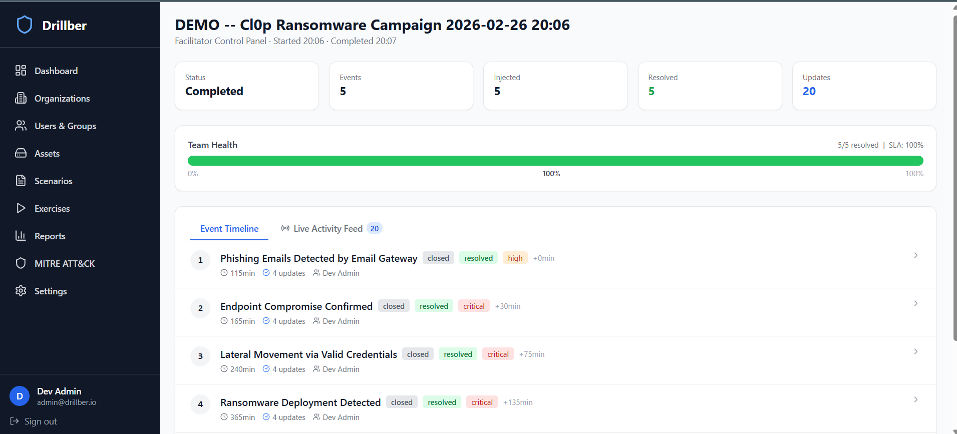 Exercises management